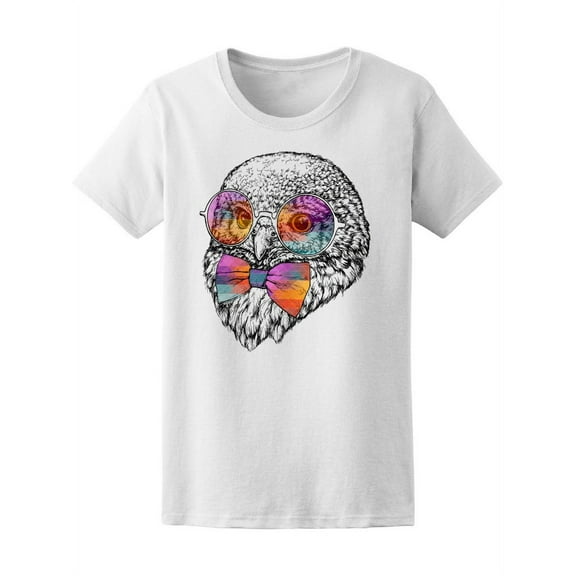Beautiful Cute Hipster Owl T-Shirt Women -Image by Shutterstock, Female XX-Large