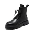 thumbnail image 3 of Botas de hombre estilo Chelsea botines negros trabajo de invierno botines de cuero de caña alta más botas de lana para motocicletas C1175, 3 of 5