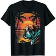 thumbnail image 2 of English Bulldog 80s Sunset Vintage Retro Style T-Shirt, 2 of 3