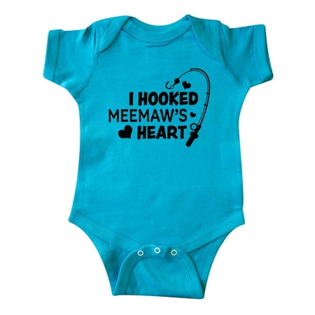 

Inktastic I Hooked Meemaw s Heart with Fishing Rod Gift Baby Boy or Baby Girl Bodysuit