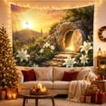 thumbnail image 3 of Floral Garden Radiant with Around Empty Stone Tomb, Mystical Fantasy for Space Lovers, Galaxy Room Decor, Mother'S Day Gift, Tapestry Wall Hanging for Bedroom and Dorm, 3 of 7