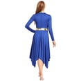 thumbnail image 2 of Hansber Women's Praise Dance Dress Metallic Patchwork Worship Tunic Irregular Hem Lyrical Dancewear Garment Royal Blue XXL, 2 of 7