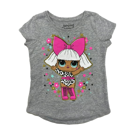 Jumping Beans LOL Surprise! Girls Gray Diva Glitter Short Sleeve T-Shirt Tee 6