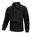 thumbnail image 6 of ZCFZJW Mens Flannel Jackets Fall Long Sleeve Wool Shirt Jacket Button Down Fleece Shacket Winter Thick Warm Outwear Tops with Flip Chest Pockets Black XXL, 6 of 9