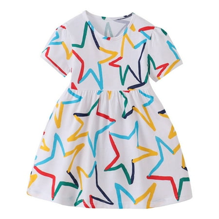 

Toddler Girl Dress Colorful Five Pointed Star Pattern Summer Casual Dress Sundress Of Casual Dress 2 To 7 Summer Girl Clothes