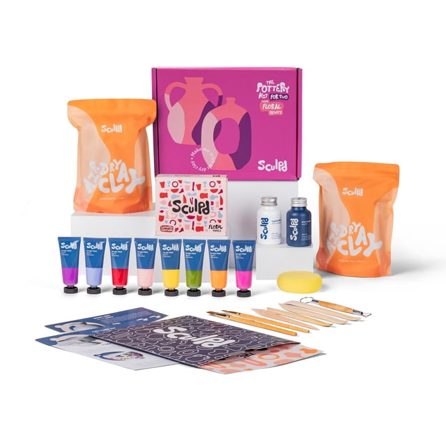 Kit de cerámica Sculpd con arcilla de secado al aire, pinturas, herramientas y barniz