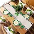 thumbnail image 4 of St Patrick Table Runner 71 inches Long St.Patrick''s Day Lucky Shamrock Gnomes Green Buffalo Plaid Kitchen Table Runner for Dining Table linen table runners for Party Home Decoration 13.8 x71 inch, 4 of 6