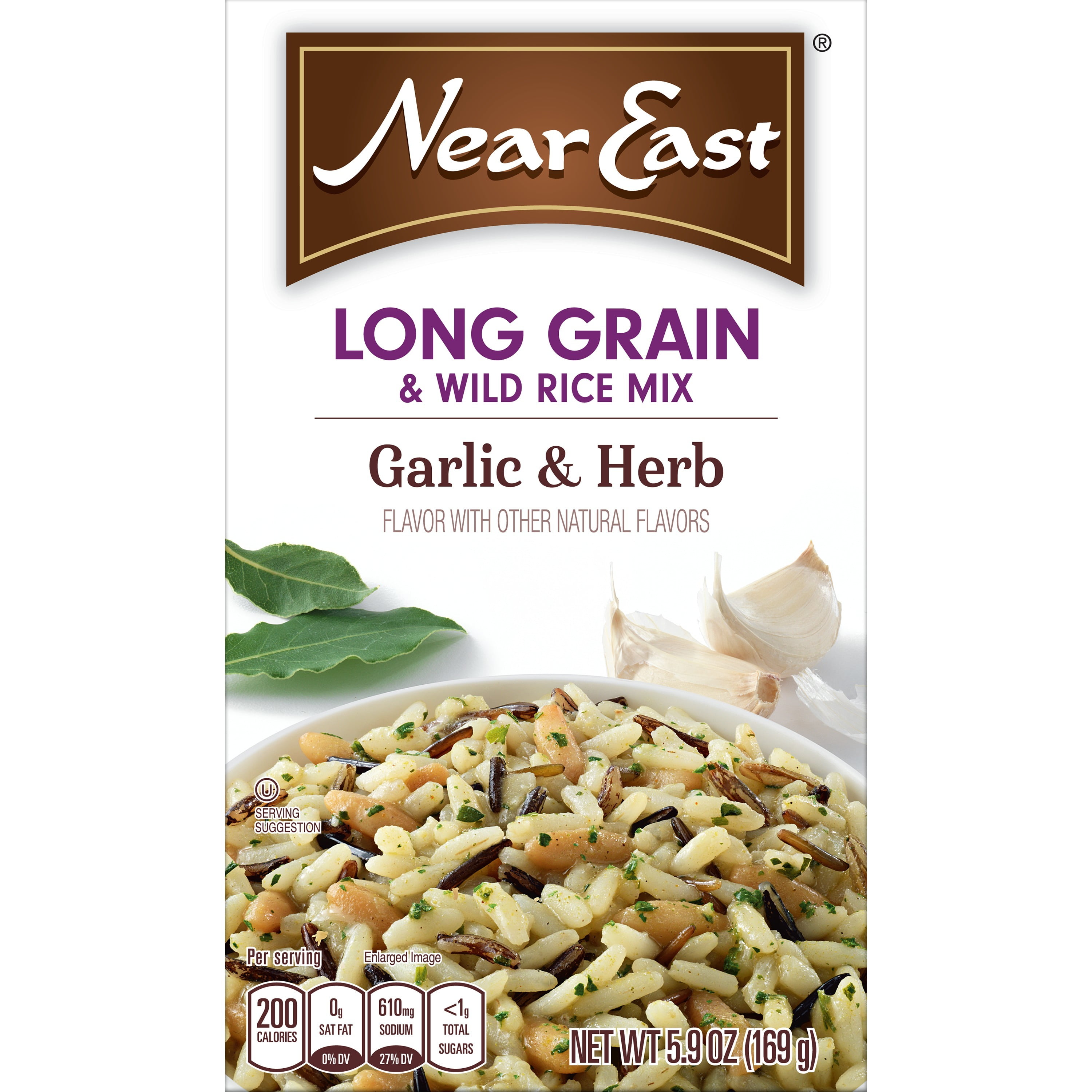 Near East Long Grain & Wild Rice Mix, Garlic & Herb, 5.9 oz Box