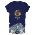 thumbnail image 1 of WZXFASHION T-shirt Décontracté à Manches Courtes pour Femmes, Col en V, Soldes de Printemps, 1 of 4