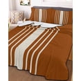 thumbnail image 3 of Quilts Twin Size, Burnt Orange Beige Striped Soft Comforter Bedding Set for Bed, Modern Farmhouse Retro Lines Lightweight Quilted Bedspread with Pillow Cover(2 Pieces) for All Season, 68x86 Inch, 3 of 6