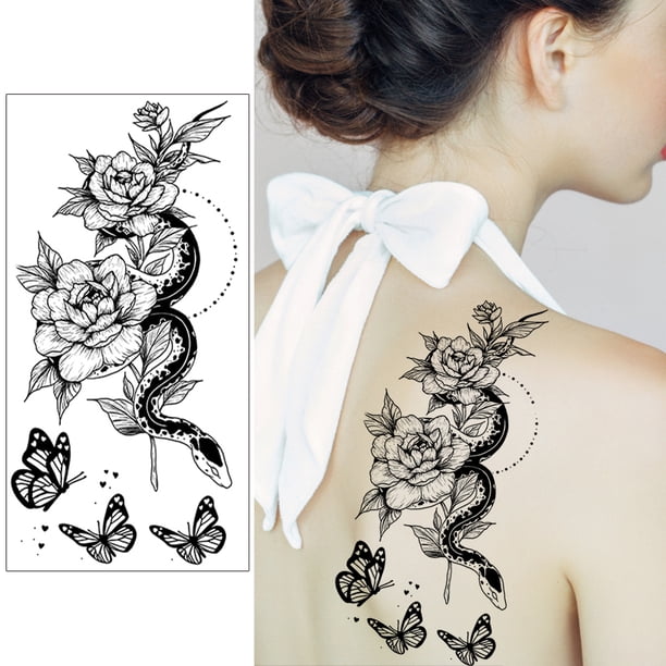 Tatuajes Temporales 6 uds tatuajes temporales flor hierba león tigre arte tatuaje pegatina impermeable (C) Tmvgtek Libre de BPA