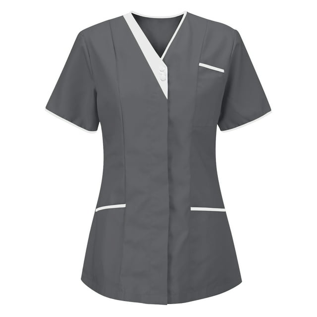 LOVZFMLL Hauts d'Été pour Femmes Tunique d'Infirmière Uniforme de Clinique Col Carer Vêtements de Protection