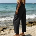 thumbnail image 7 of Summer Linen Pants for Women Wide Leg Palazzo Cotton Drawstring Casual Beach Vacation Boho Trousers with Pockets, 7 of 7