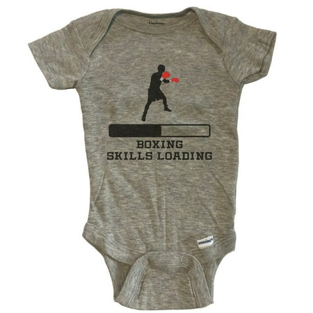 

Boxing Skills Loading Funny Sports Humor Baby Bodysuit - Grey