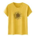 thumbnail image 5 of Njagoc3 Classic Fit Womens Basic Crewneck Short Sleeve Sunflower Graphic Print Breathable PolyCotton Casual Summer Tee, 5 of 6