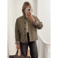 thumbnail image 3 of Chaqueta de algodón forrada con estampado de leopardo para mujer, abrigo elegante con cuello redondo y bolsillos abatibles, prendas de vestir acolchadas a la moda, 2024, 3 of 5
