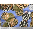 thumbnail image 3 of Soimoi Blue Japan Crepe Satin Fabric Leopard & Wild Animal Skin Print Fabric by The Yard 42 Inch Wide, 3 of 3