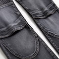 thumbnail image 3 of WREESH Men's Jeans New Fashion Have Pockets Button Zipper Personality Denim Trend Jeans Black, 3 of 9