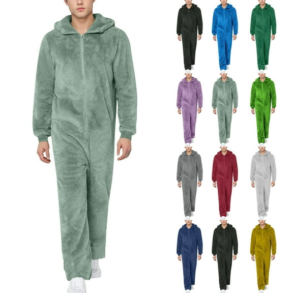 Rompers For Men Fall And Winter Long Sleeve Jumpsuits - Casual Outfits for Home Lounging, Daily Wear and Christmas Holidays,Black,L