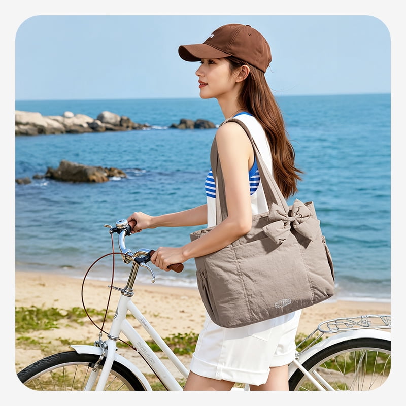 BAGSMART Crush Everyday Tote Bag for Women, Lightweight Tote Bag Casual Handbags for 14-Inch Laptop, Travel, Work, Beach, Gym, Shop, Dark Pink