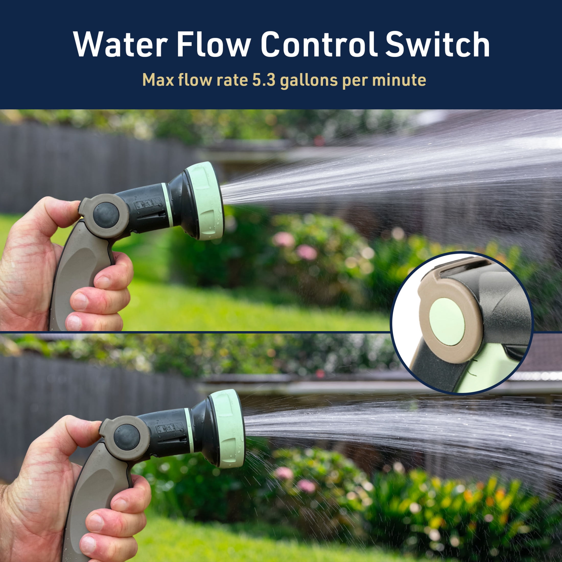 Kings County Tools Garden Hose Nozzle Sprayer with 8 Spray Patterns and Quick Connector (Mint/Black)