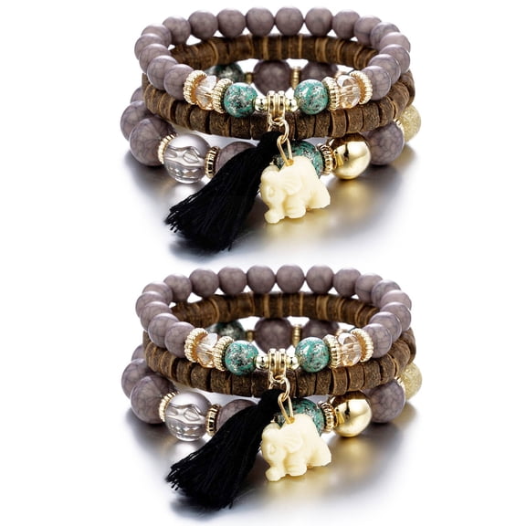 Designice 2Pcs Tree of Life Bracelet,Symbolic Wisdom Bracelet,Earthy Woven Thread Boho Bracelet