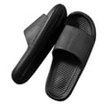 thumbnail image 4 of Zapatillas de baño antideslizantes, suela gruesa suave, ligeras, para el hogar, color negro, talla 40, 41 (25 cm/9,8 pulgadas), 4 of 12