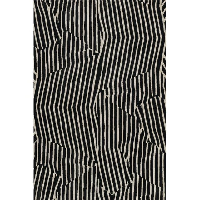 Momeni XANDEXAN-2BLK5376 5 ft. 3 in. x 7 ft. 6 in. Xander Machine Made Contemporary Rectangle Area Rug, Black