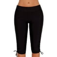 thumbnail image 2 of Women's Swimwear Long Board Shorts High Waisted Side Sstraps Capris Beach Swimming Pants, 2 of 5