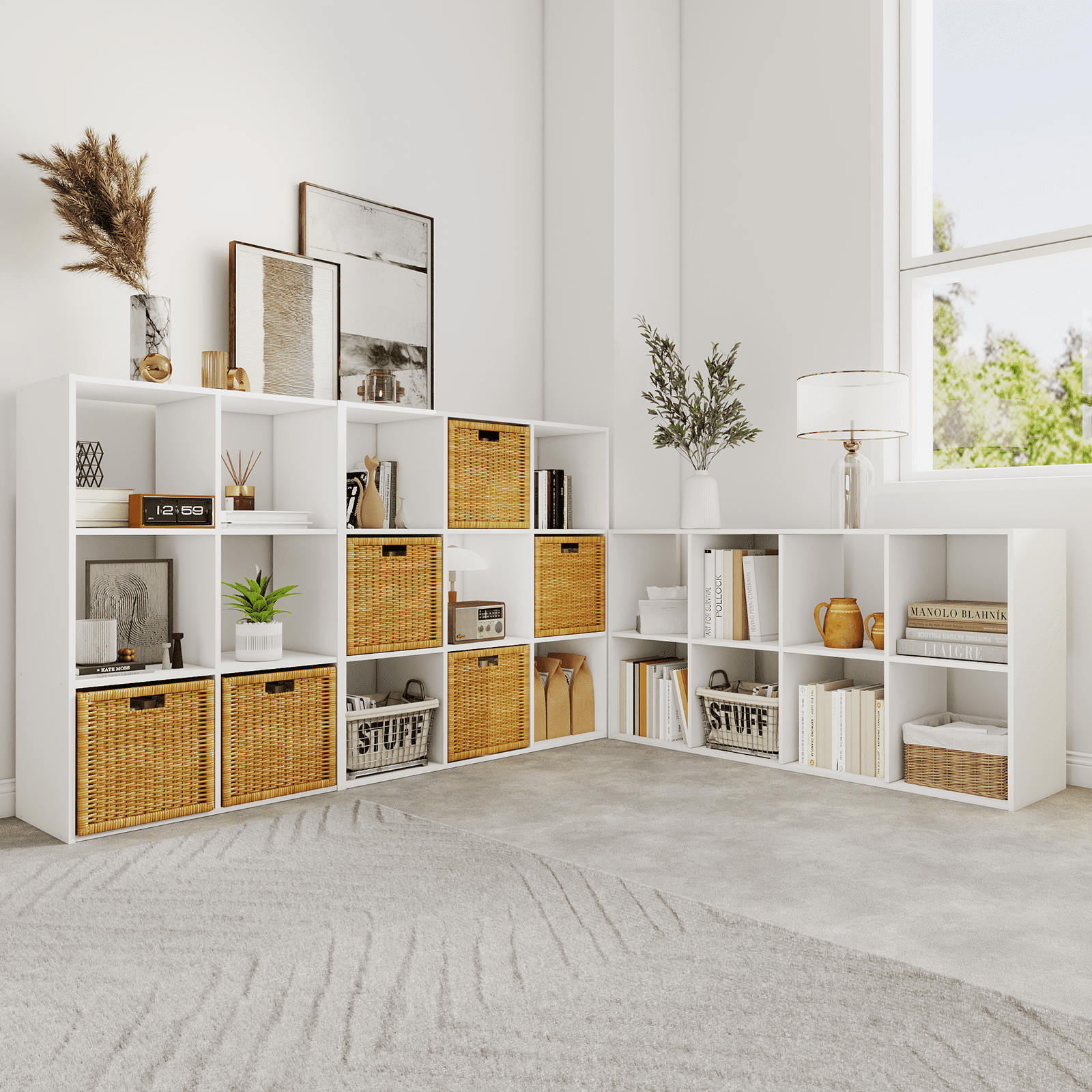 TrumanPick 6-Cube Storage Organizer, 24"W x 36"H x 12"D Cube Standing Bookshelf with Removable Back Panels for Living rooms, Offices,and Study Rooms - White