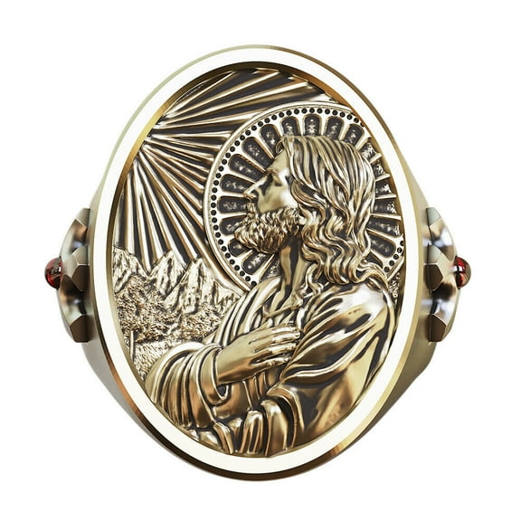 Vintage Brass Jesus Christ Cross Ring Religious Faith Jewelry BR506 US Size 9