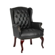 Boss Office Products Wingback Traditional Style Executive Guest Chair, Black