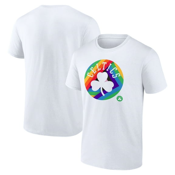 Men's White Boston Celtics Team Logo Pride T-Shirt