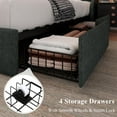 thumbnail image 4 of Feonase Queen Bed Frame with 4 Storage Drawers, Upholstered Storage Bed with Charging Station, Tufted Wingback Headboard, No Box Spring Needed, Dark Grey, 4 of 7