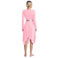 thumbnail image 4 of Yanarno Women's Asymmetrical Praise Dance Dress Long Sleeve Church Worship Performance Costume Pink L, 4 of 7
