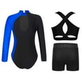 thumbnail image 3 of iiniim Girls Ballet Dance Biketard with Shorts and Vest Gymnastics Bodysuit 3 Piece Athletic Royal Blue 12, 3 of 6