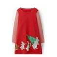 thumbnail image 2 of LUOGENLI Little Girls Dresses Size 5-6 Toddler Girl Long Sleeve Dress Rainbow Christmas Cotton Casual Playwear Basic Shirt Party Dresses Girls Dresses 5T Formal Girls Dresses Red 3-4Years, 2 of 4