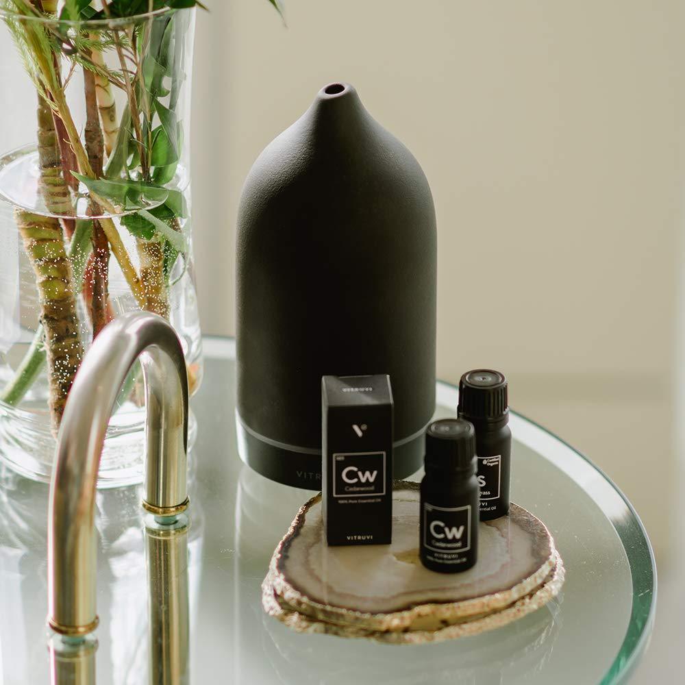 Vitruvi Stone Diffuser, Ceramic Ultrasonic Essential Oil Diffuser for Aromatherapy, Black, 90ml Capacity - image 4 of 6