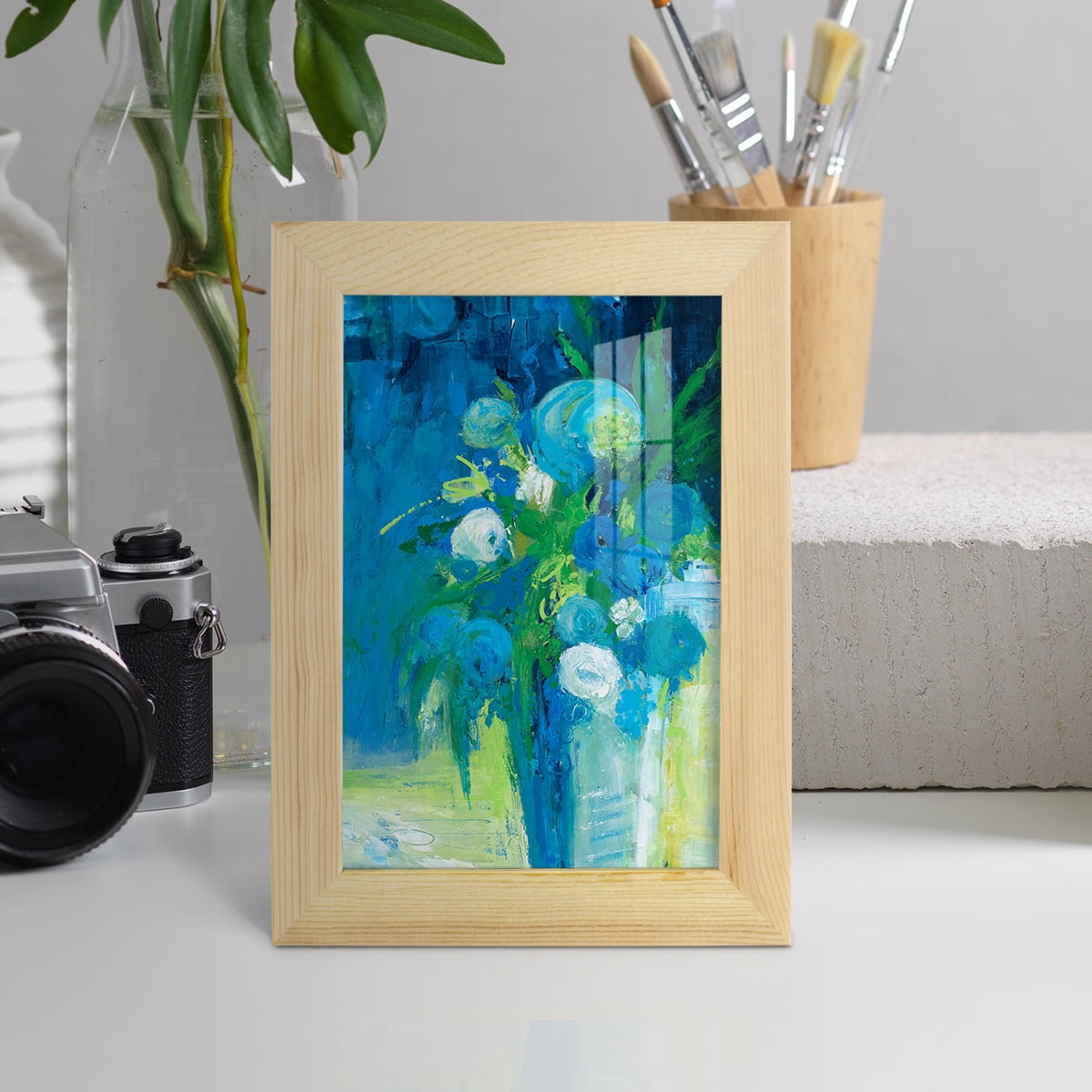 Literal Imaginings -Framed Print w/glass-Natural Wood