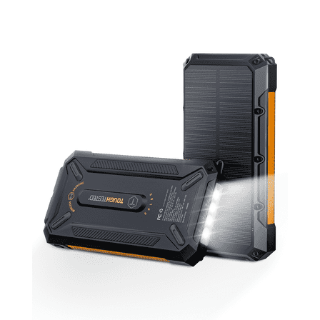 ToughTested ROC16 16,000mAh Solar Power Bank with Wireless Charging, USB-C PD 18W & Dual USB-A Ports, IP65 Rugged Waterproof Portable Charger for Camping, Travel & Emergency Power