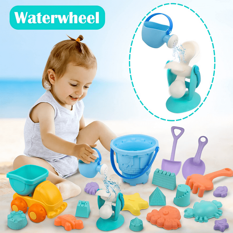 Dreamon 20pcs Sand Toys for Kids Beach Toy Set with Mesh Bag Gifts for Toddlers Kid 3 4 5 Year Old