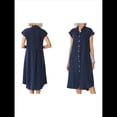 thumbnail image 3 of Vestido Camisero Midi de Relajado Azul Marino L, 3 of 6
