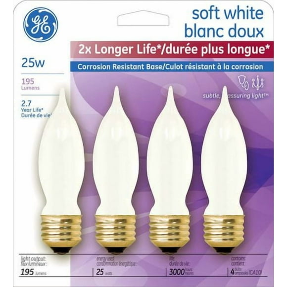 GE Lighting Canada 25W Bent Tip Soft White Bulbs