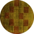 thumbnail image 1 of Ahgly Company Indoor Round Abstract Yellow Modern Area Rugs, 4' Round, 1 of 4