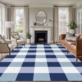 thumbnail image 3 of Navy Blue Plaid Area Rug 5x7 FT, Non Slip Bedroom Throw Carpet, Spring Farmhouse Buffalo Checkered Washable Soft Floor Carpet Non-Shedding Rug for Dining Room Bedside Classroom Desk, 3 of 9
