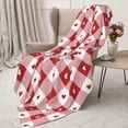 thumbnail image 3 of Gaeub Plaid Heart Print Flannel Throw Blanket, Home Fleece Throw Blanket for Couch or Bed,Decorative Blankets,Lightweight Fuzzy Flannel Blanket-80"x60", 3 of 6