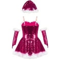 thumbnail image 4 of Vestido tutú de Ballet para patinaje sobre hielo para niñas, sombrero con mangas para brazos, disfraz de Navidad de elfo de Navidad, disfraz de señora Santa Claus, 4 of 5
