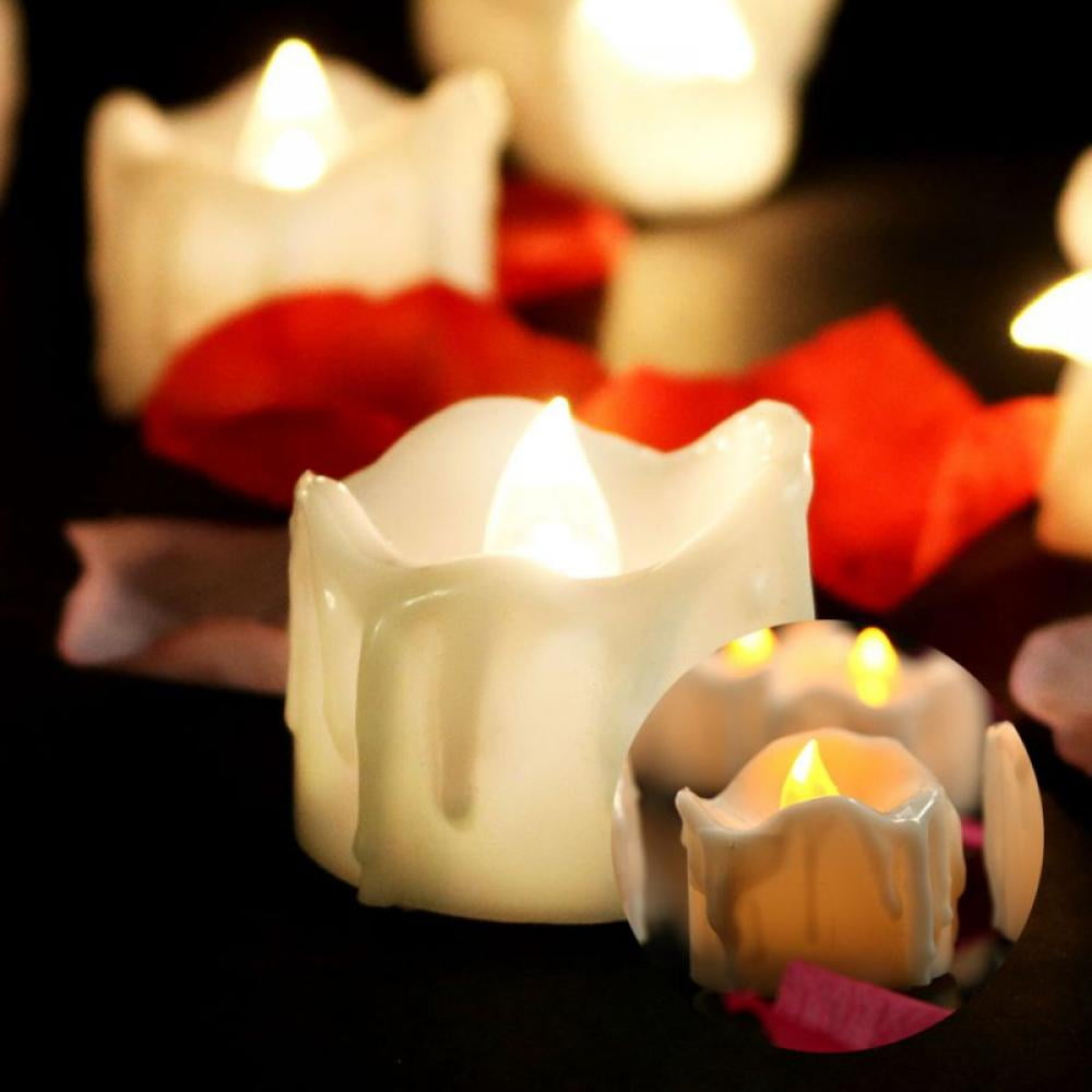 Set of 12 LED Tea Lights with Timer, Battery Operated Tea Candles