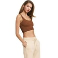 thumbnail image 2 of Women's Stretchy Seamless Serenity Cropped Tank Top, Coffee, Small / Medium, 1 Piece, 2 of 5