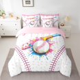 thumbnail image 2 of jejeloiu Baseball Game Gaming 7-Piece Twin Bedding Sets,Colorful Splashing Ink Bedding Comforter Set For Kids Reversible, 2 of 8
